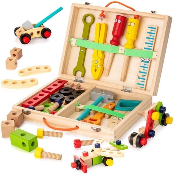 NESTA TOYS - Wooden Tool Kit Set with Tool Box