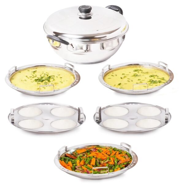 The Indus Valley Stainless Steel Idli/Dhokla/Momo Maker/Multi Pot/Steaming Set